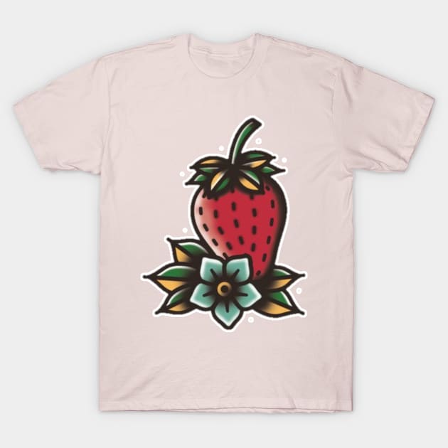 Strawberry Tattoo design T-Shirt by Jahaziel Sandoval